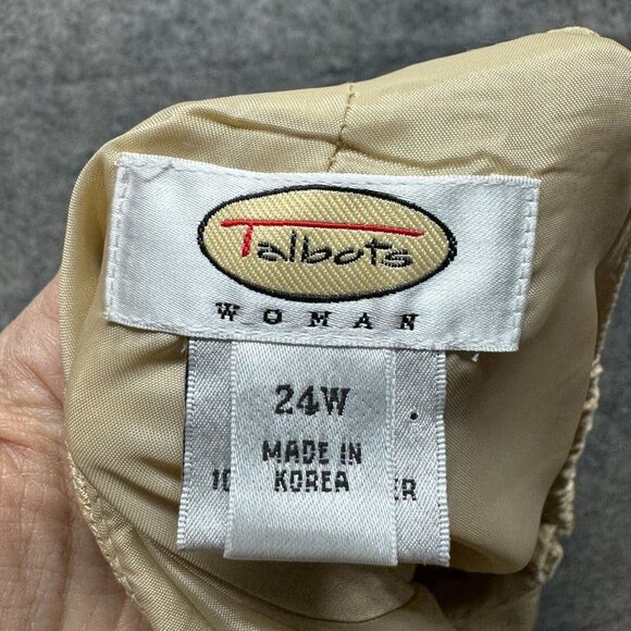 Talbots Dress Pants Womens Plus 24W Gold Side Zip Straight Silk Wool High Rise - Picture 3 of 12